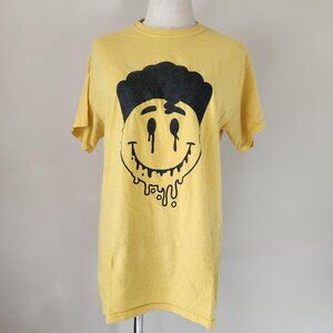 2016 SuperDuper KYLE Hoodie Allen "Happy Camper" Yellow Melted Smiley Tour Tee
